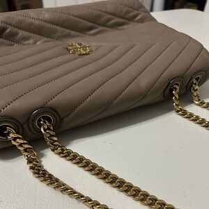 Tory Burch Elegant Taupe Chain Shoulder Bag
